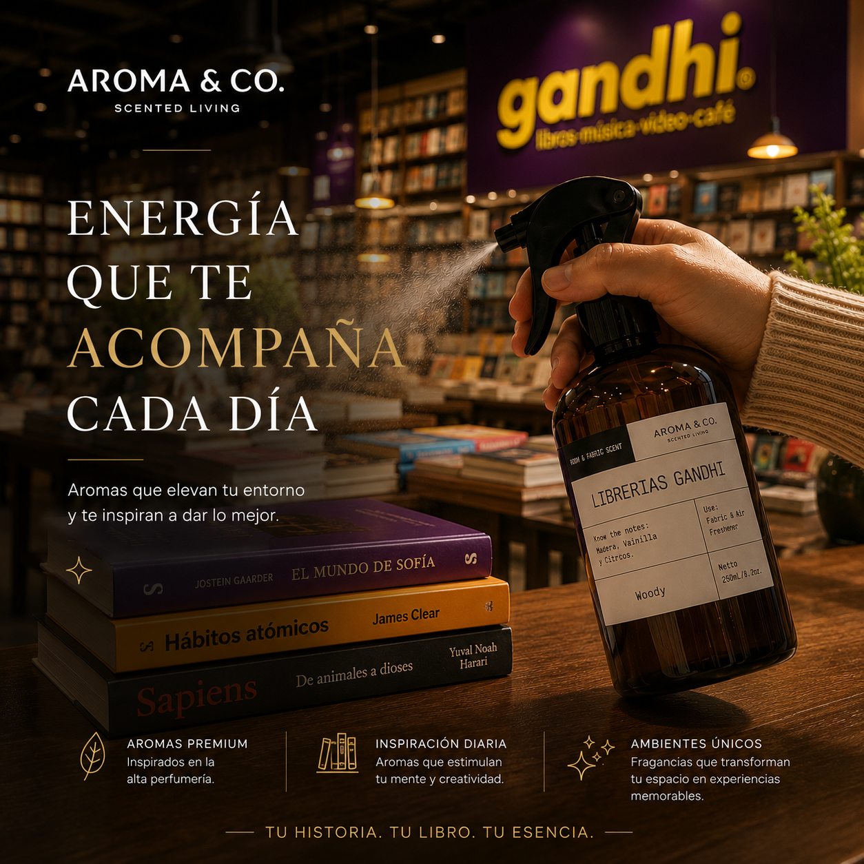Aroma & Co. Home Spray Librerias Gandhi | 250 ml