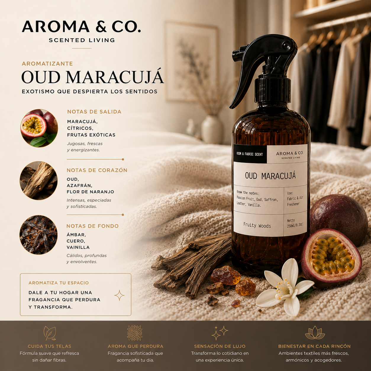 Aroma & Co. Home Spray Oud Maracujá | 250 ml