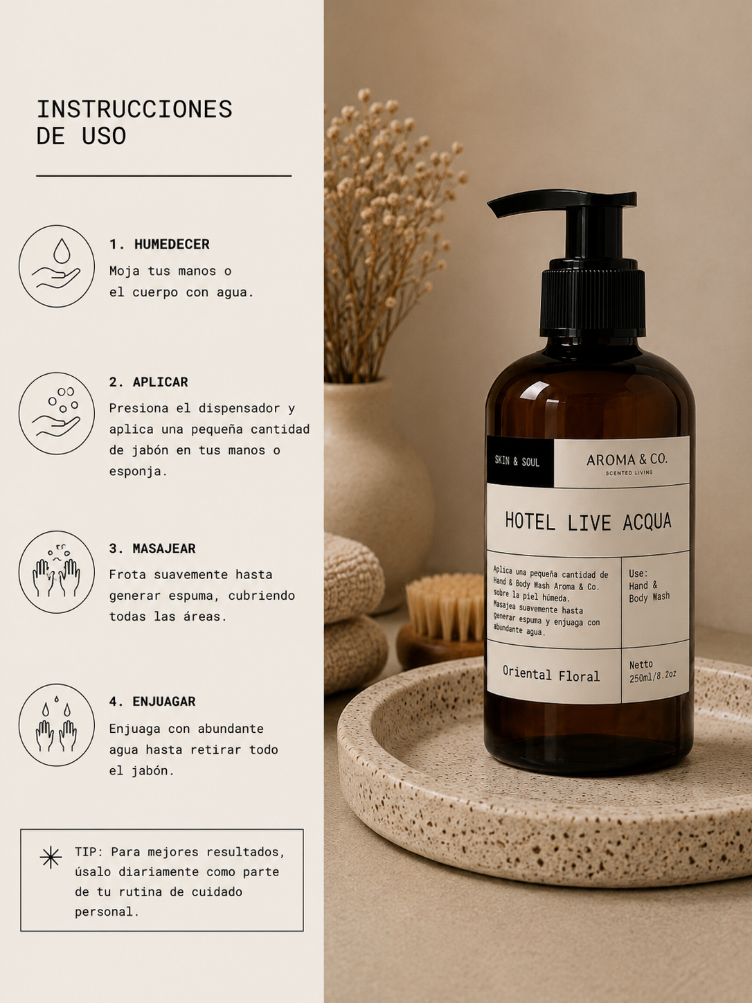 Hotel Live Acqua— Jabón Líquido de Lujo 250 ml