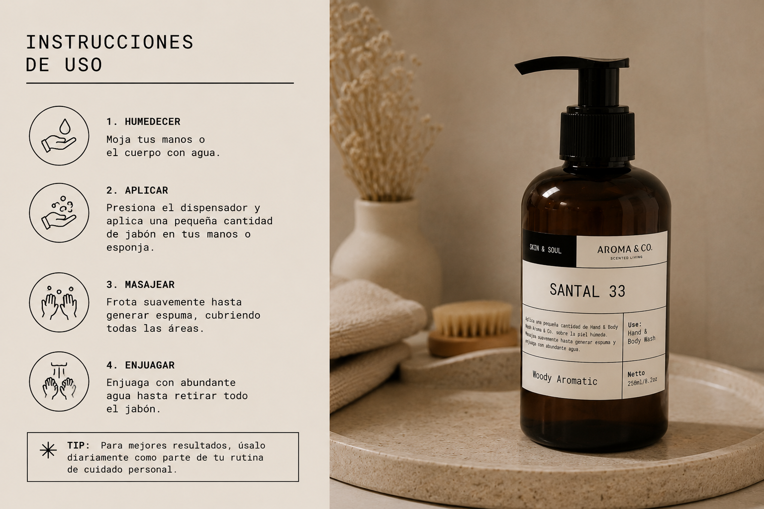 Santal 33 — Jabón Líquido de Lujo 250 ml