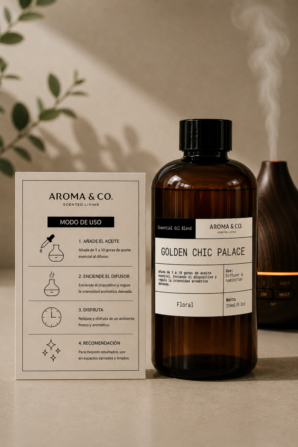Fragrance & Essential Oil Blend para Difusor Golden Chic Palace (Palacio de Hierro) de 250ml